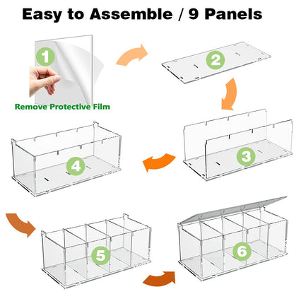 RR RAXMIN Coffee Capsule Holder Acrylic Box K Cup Holder Coffee Pod Storage Clear Acrylic 4 Compartment with Lid Organizer Coffee Bar Accessories