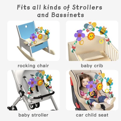 Eners Baby Play Arch Crib Toys, Activity Arch Toy, Crib Mobile for Pack and Play, Mobile for Bassinet, Crib Toys for Babies Boys Girls (Yellow)