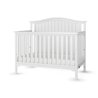 Child Craft Hampton Arch 4-in-1 Convertible Crib, Baby Crib Converts to Day Bed, Toddler Bed and Full Size Bed, 3 Adjustable Mattress Positions, Non-Toxic, Baby Safe Finish (Matte White)