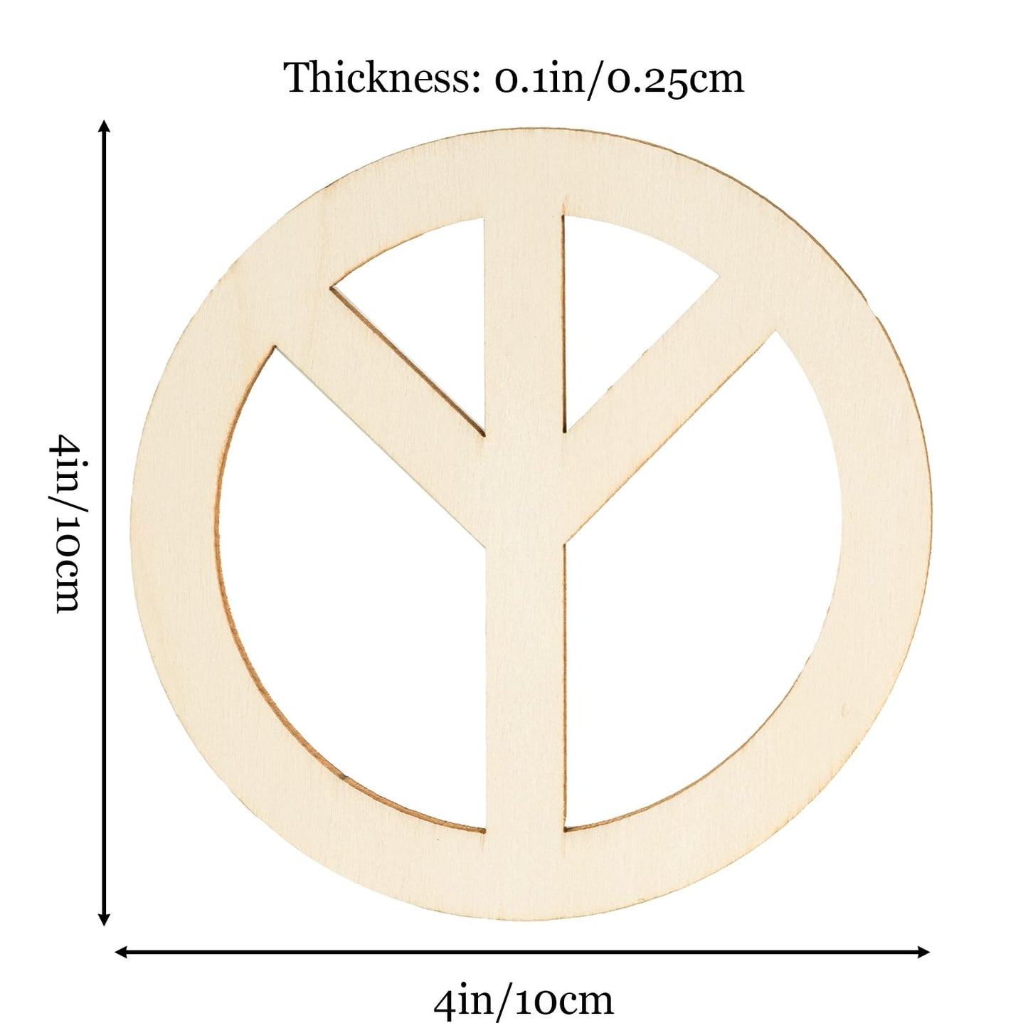YOUEON 50 Pcs Unfinished Wood Peace Sign with Jute Rope, 4 Inch Round Wooden Pieces Hanging Ornaments, Cutout Blank Wood Slices for Party, DIY, Crafts