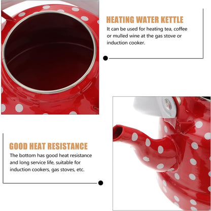 Luxshiny Enamel Stovetop Pour-Over Coffee and Tea Kettle, Small Boiling Water Pot, Camping Teapot