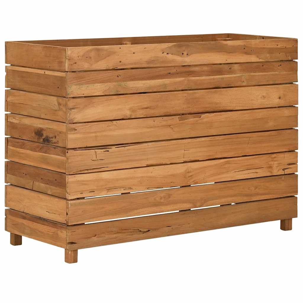 Favemtsl Large Adjustable Rustic Raised Garden Bed 39.4"x15.7"x28.3", Recycled Teak Wood Outdoor Planter Box with Steel Frame, Eco-Friendly Elevated Flower Bed for Patio Balcony Deck