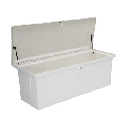 Taylor Made Stow N’ Go Deep Fiberglass Dock Box, Medium (27"H X 72"W X 26"D), White, Smooth Interior Finish, Lockable Latch, Stainless-Steel Hardware - 83554