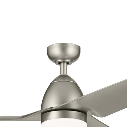 54 Inch Fit Ceiling Fan with CCT Selectable Light Module, 3 Blade Modern Fan, Satin Etched Cased Opal Glass in Brushed Nickel with Silver Blades (54" W x 13.25 H), 310254NI