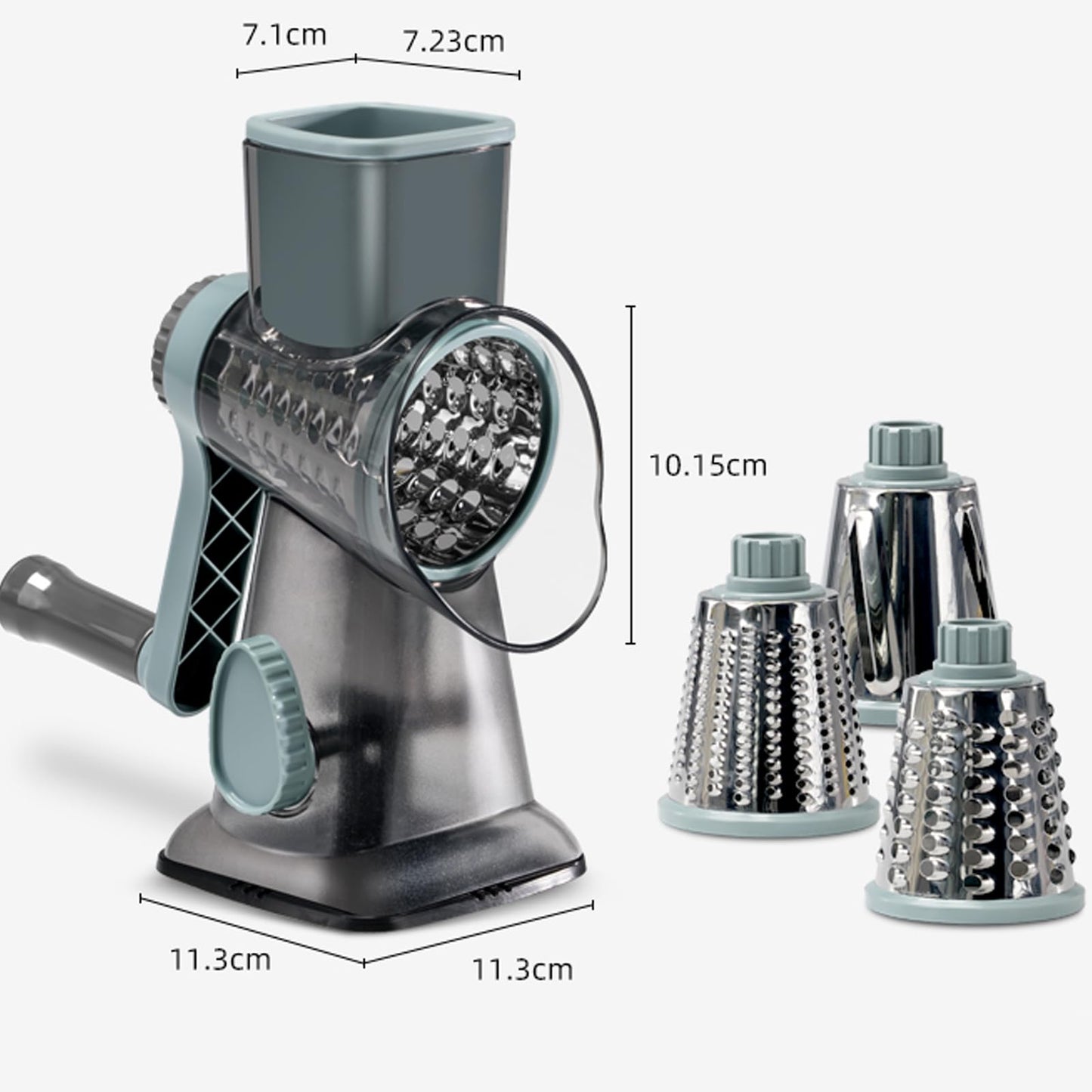 Eleko Meyar Cheese Grater with Handle, Multifunctional Manual Rotary Cheese Grater - Cheese Shredder Easily Chop Carrots, Potatoes, Vegetables and Fruits and Easy to Clean(blue)
