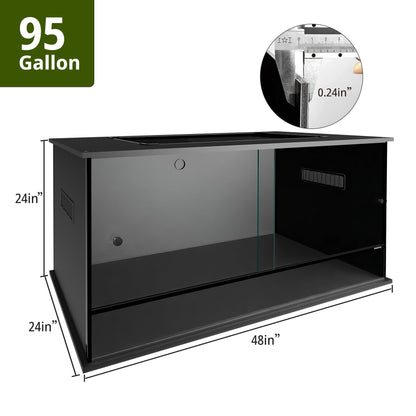 waazoorep 4x2x2 PVC Reptile Enclosure,120Gallon Reptile Tank Large Terrarium for Bearded Dragon,Snake,Ball Python,Gecko,Turtle with Front Glass Sliding Door and Top Screen Ventilation