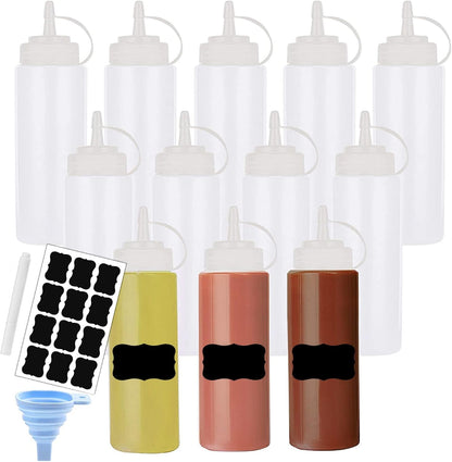12 pack 8 OZ Hajoyful Squeeze Bottle Condiment Squeeze Bottles Plastic ketchup Squeeze Squirt bottle For Sauce, BBQ