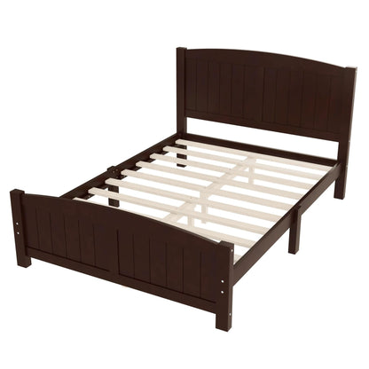 KEIKI Solid Pine Wood Full Size Bed Frame, Full Bed Platform with Headboard and Footboard, Solid Wood Slat Support, No Box Spring Needed, Modern Style Bedframe, Easy Assembly, Noise Free