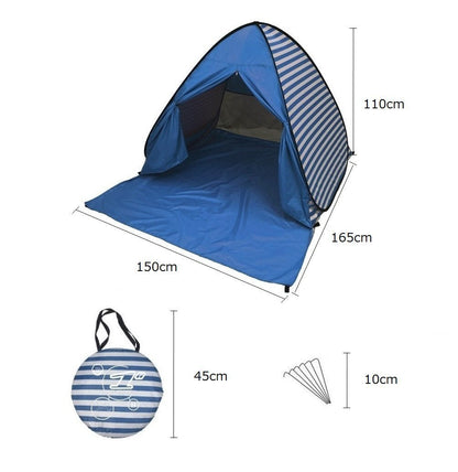YBK Tech New Stripe Style Automatic Pop Up Beach Tent UV Protection Instant Portable Quick Cabana Sun Shelter for 2-3 Persons (Green)