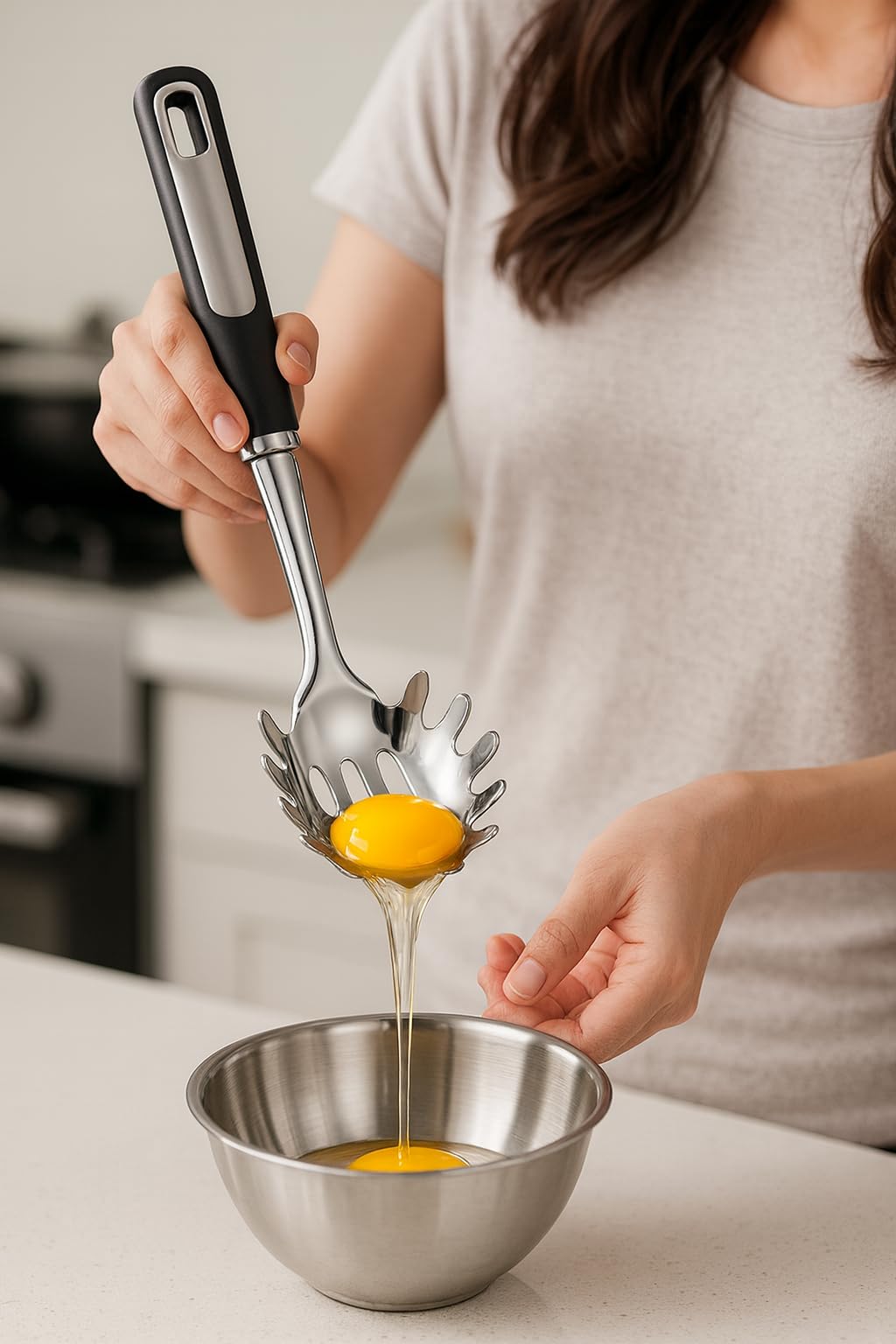 Stainless Steel Ladle and Pasta Server Set, Food-Grade Thickened Metal Soup Ladle & Spaghetti Spoon with Non-Slip Handles, Durable Cooking Utensils for Pasta, Soup & Everyday Kitchen Use