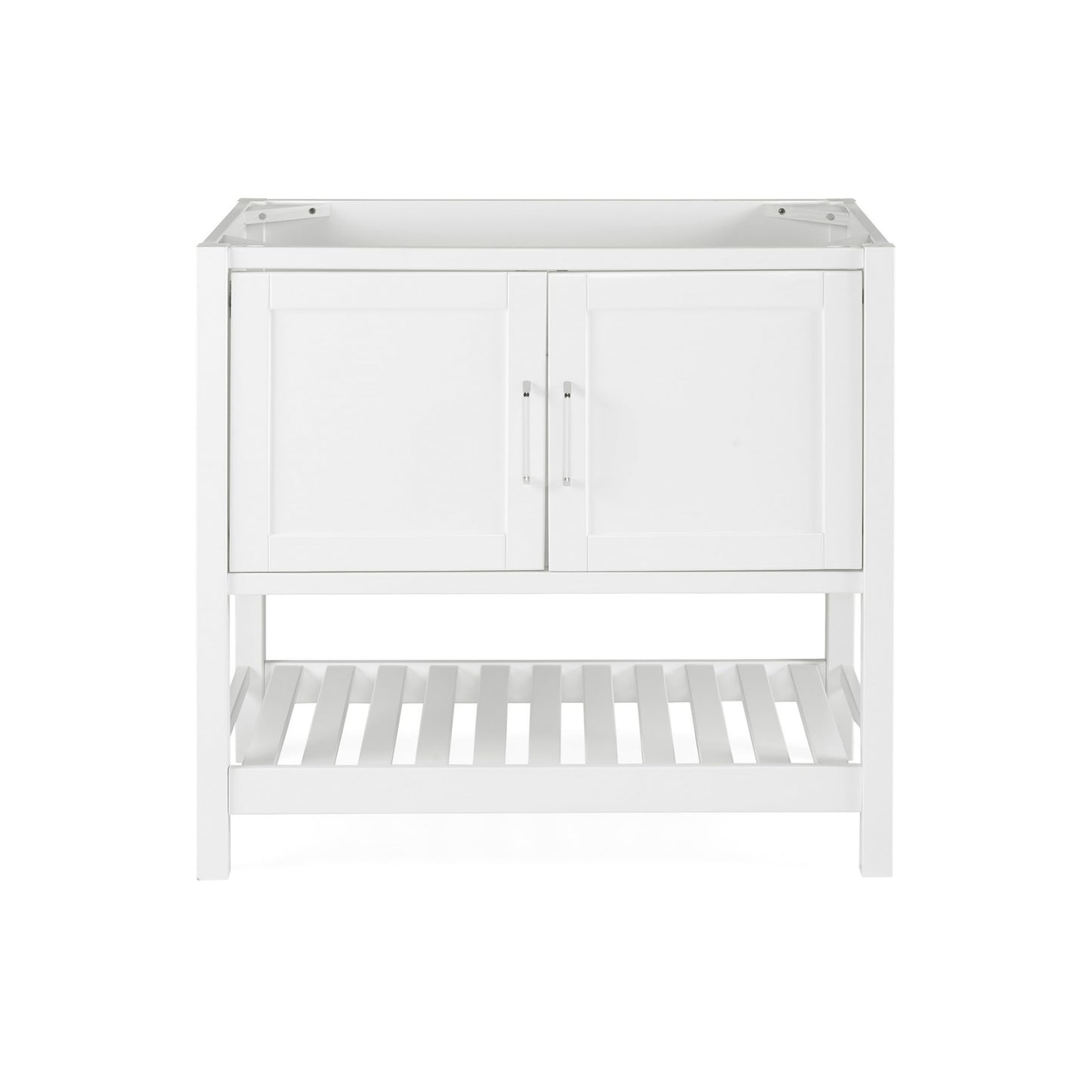Alaterre Furniture Bennet Bathroom Vanity Without Sink – 36" Freestanding Wood Vanity Cabinet with Soft-Close Shaker Doors, Single Sink Base (White)