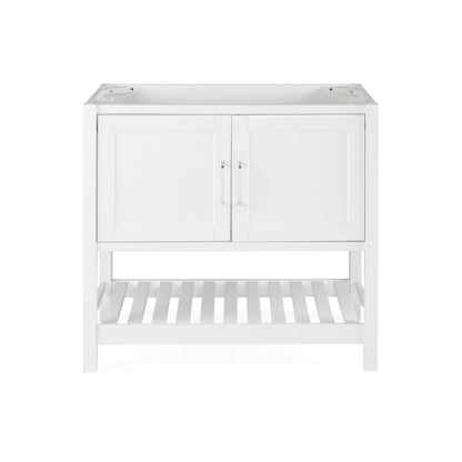 Alaterre Furniture Bennet Bathroom Vanity Without Sink – 36" Freestanding Wood Vanity Cabinet with Soft-Close Shaker Doors, Single Sink Base (White)