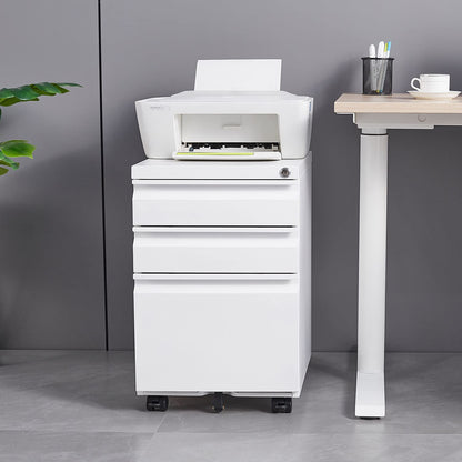 Oasecrilio Filing Cabinet 3 Drawer, Locking File Cabinets for Home Office, Mobile Filing Cabinet for A4/Letter/Legal Size File Folders, Fully Assembled, Matte White