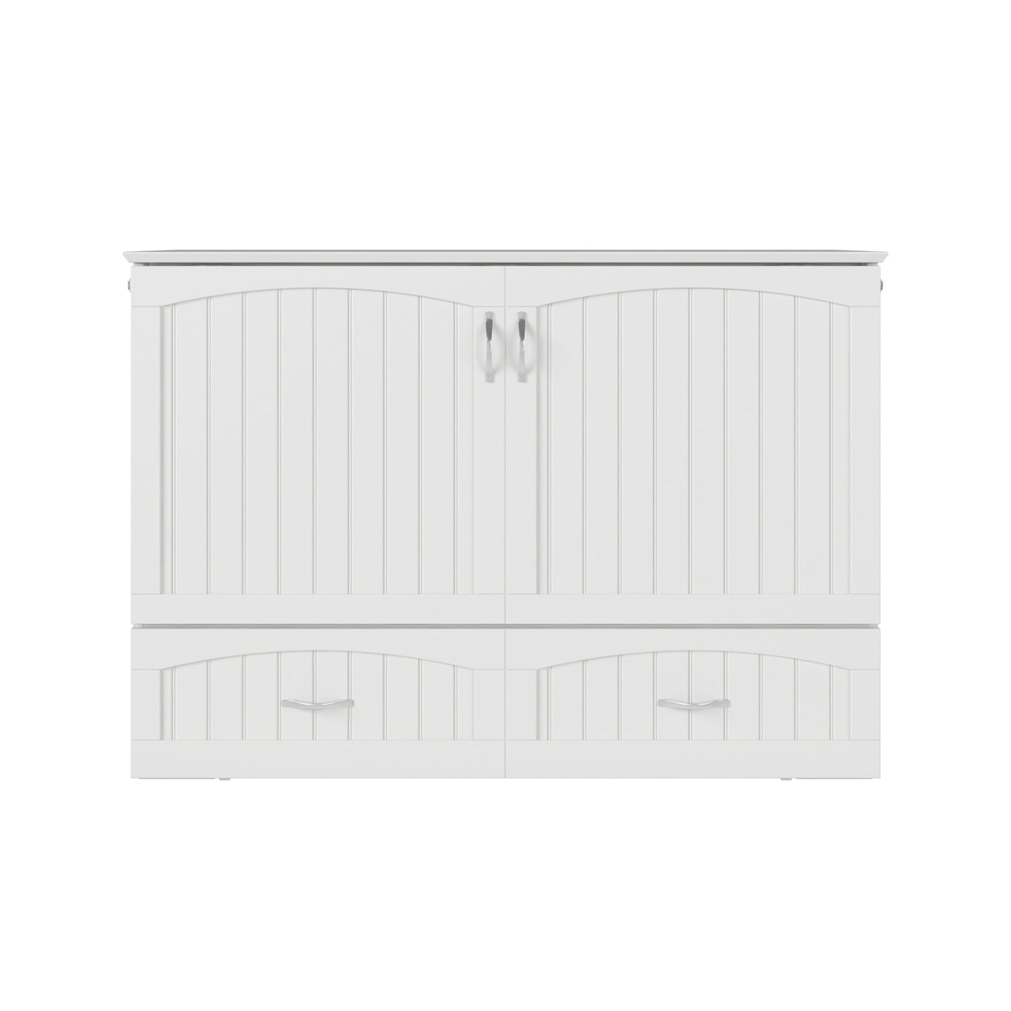 AFI, Southampton Murphy Bed Chest Full with 6" Mattress, Built-in USB Charger & Storage Drawer, White