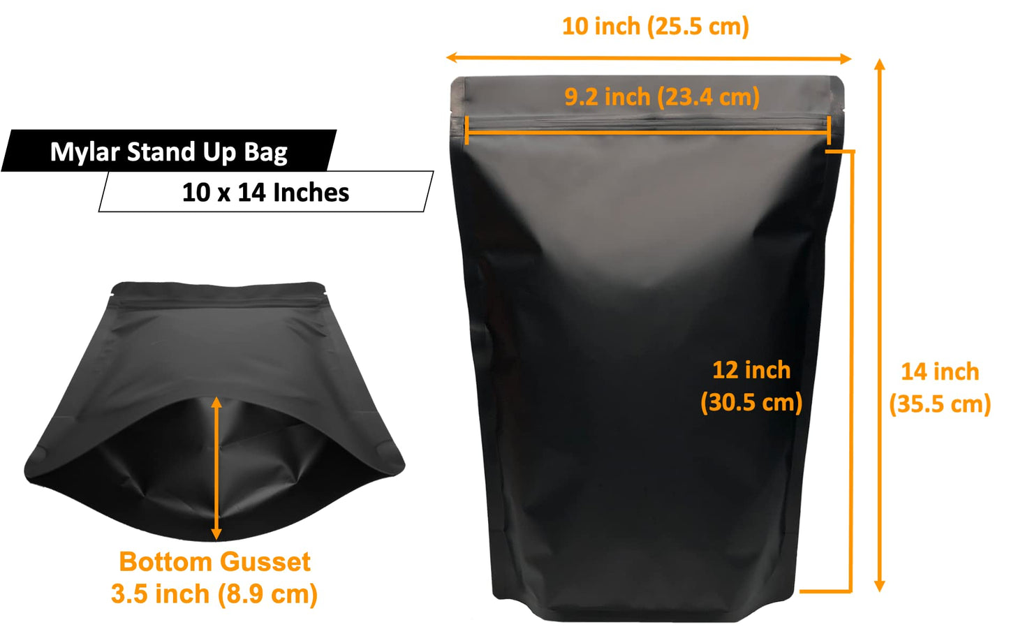 Chamigon 50 Pack 1 Gallon Matte Black Stand Up Food Storage Bags – 5 Mil 10x14 Inches Resealable Food Storage Zipper Pouch Bag, Large Heat Sealable Plastic Foil Packaging Pouches