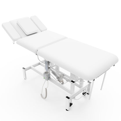 Dolonm 2 Motors Electric Massage Table, Hydraulic Electric Lift Adjustable Waist and Height Lifting Functions for Treatment, Physical Therapy, Spinal Massage, Facial Spa, Waxing, Tattooing - White