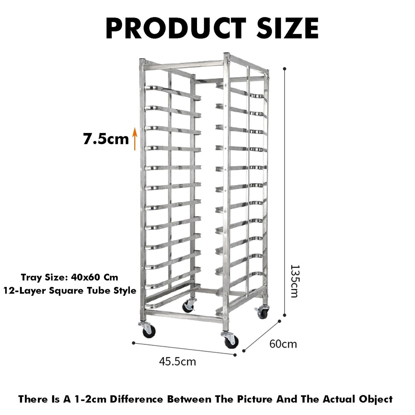 12-Tier Rolling Bakery Rack, Heavy-Duty Cooling Cart, Versatile Drying Rack for Home & Commercial Baking, Ideal for Cooking, Food Prep & Kitchen Organization
