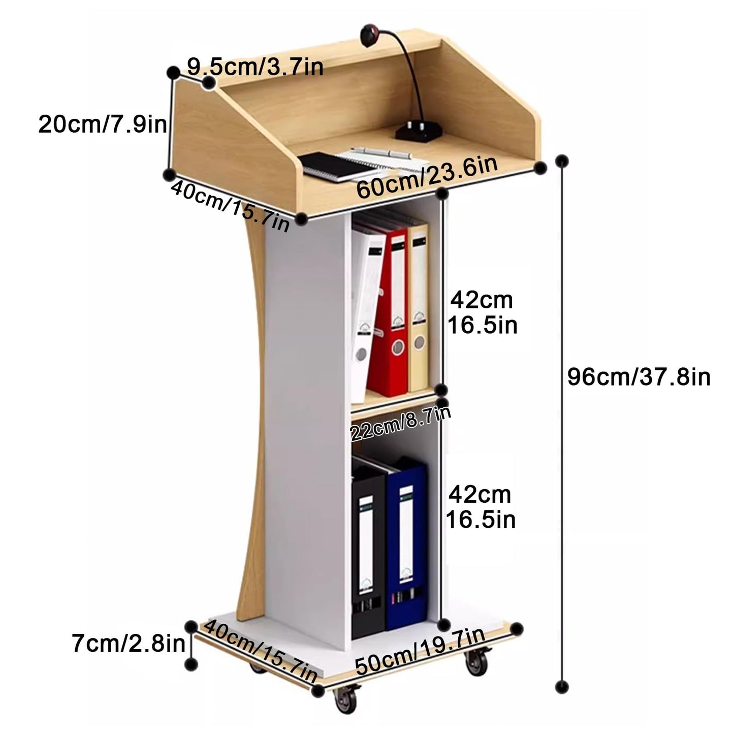 Wooden lectern table, church pulpit, pulpit and lectern, speech lectern stand, professional presentation lectern hosting lectern, hotel welcome desk reception desk, suitable for classrooms(Oak coloure