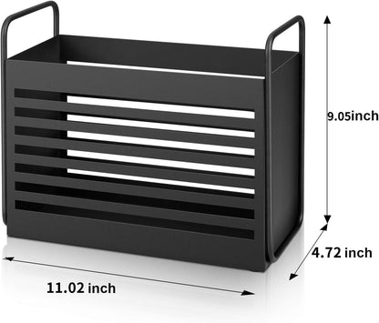 Magazine Rack, File Holder Organizer Bin for Magazines, Books, Newspapers, Tablets in Home Office, Black