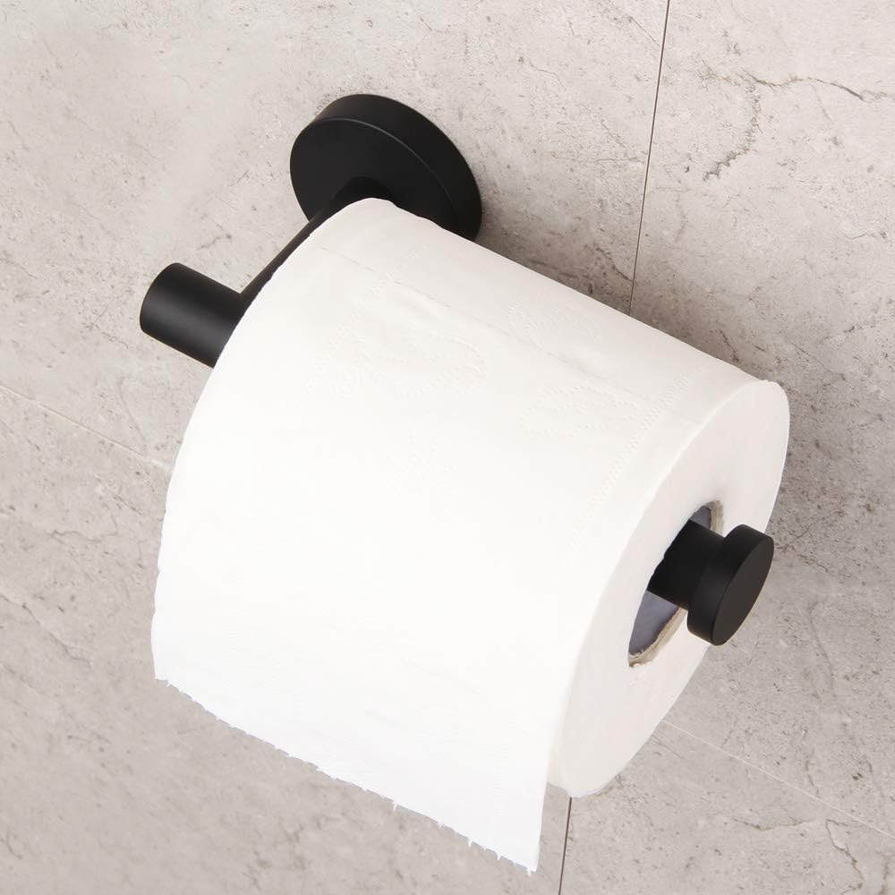 GERZ Bathroom Toilet Paper Holder, SUS 304 Stainless Steel Matte Black Wall Mount Tissue Roll Holder