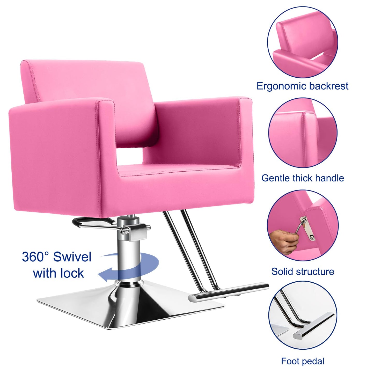 Hairdresser Barber Salon Chair,Capacity 330 Lbs - with Heavy Duty Hydraulic Pump, 360° Swivel Adjustable Spa Beauty Equipment, Hair Stylist Women Man for Barbershop,Home Hairdresser Hydraulic (Pink)