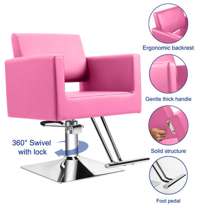 Hairdresser Barber Salon Chair,Capacity 330 Lbs - with Heavy Duty Hydraulic Pump, 360° Swivel Adjustable Spa Beauty Equipment, Hair Stylist Women Man for Barbershop,Home Hairdresser Hydraulic (Pink)