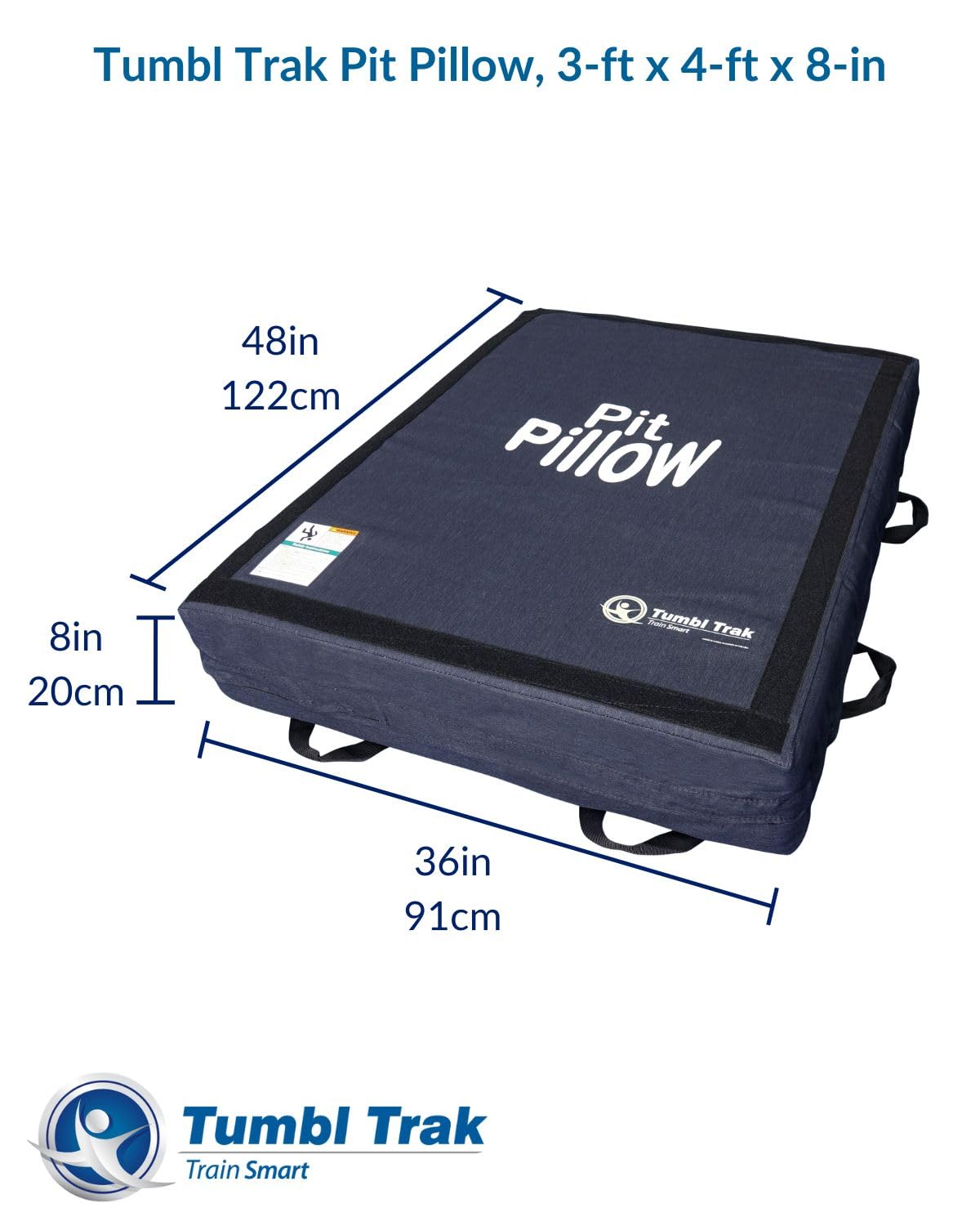 Tumbl Trak Pit Pillow® Extra Soft Crash Mat w/Denim Cover, 3ft x 4ft x 8in