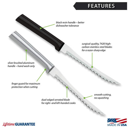 Rada Cutlery Tomato Slicer Knife (R126), 5" Stainless Steel Serrated Blade, Silver Handle