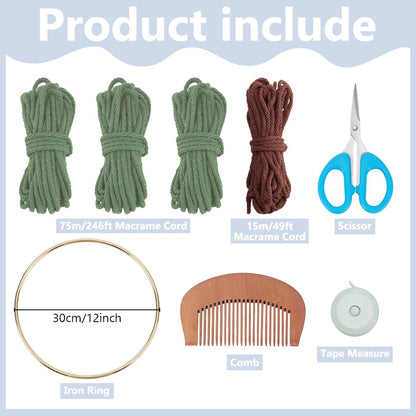 ACRNIGHEET DIY Macrame Kit for Adults Beginners Handmade Green Tree of Life DIY Boho Macrame Wall Hanging Ornaments with Macrame Supplies Macrame Wall Hanging Kit for Home Decor