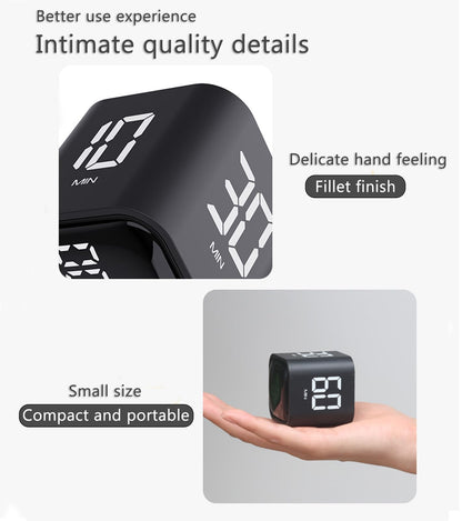 Teknoluzor Digital Cube Pomodoro Timer Desk Rechargeable Productivity Timer 5/10/30/60min & Custom Countdown, Vibration & Adjustable Sound Alarm,for Task Work Kitchen ADHD Kids Studying (Black)