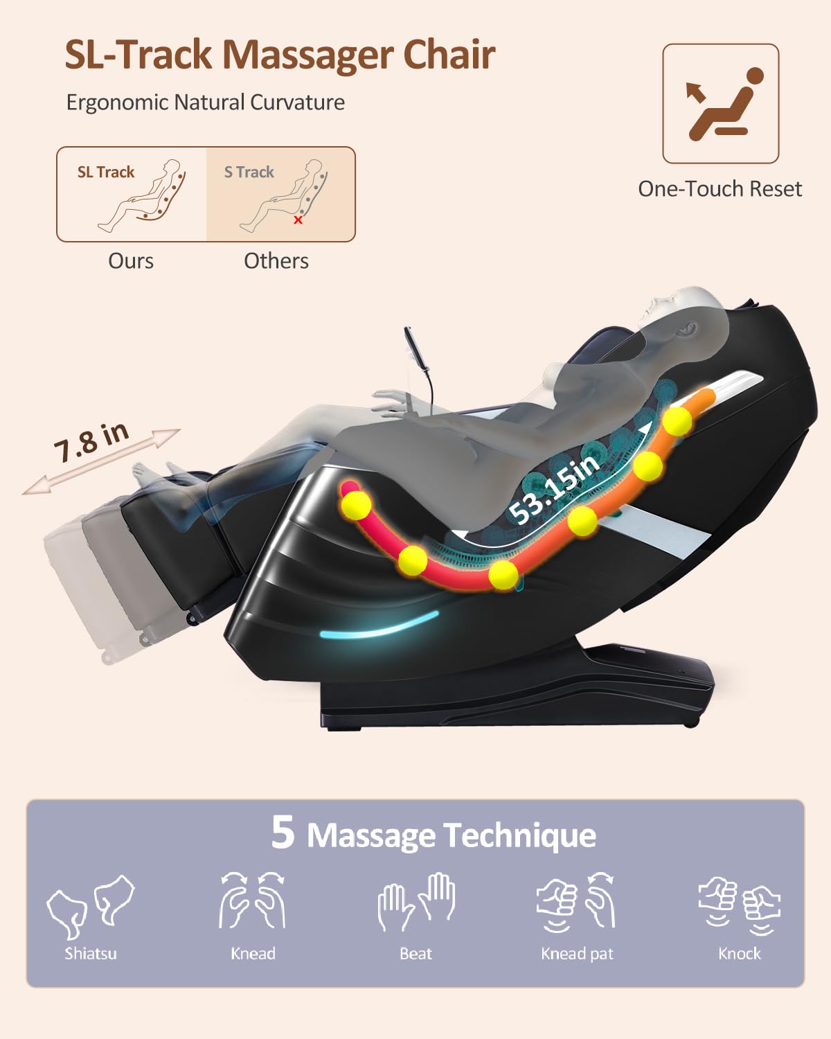 RELX Massage Chair Full Body, 20 Modes Zero Gravity SL-Track Shiatsu Massage Chair Built-in Heat System, Airbag Massage with Body Scan, Deep Yoga Stretch, Calfrest Extension and AI Control(Black)