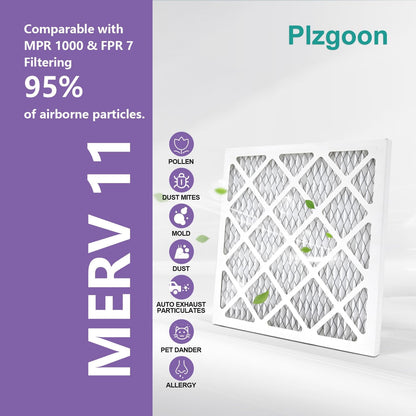 MERV 11 14x14x1 Air Filter - 6 Pack Pleated HVAC Filters for A/C & Furnace Systems | MPR 1000