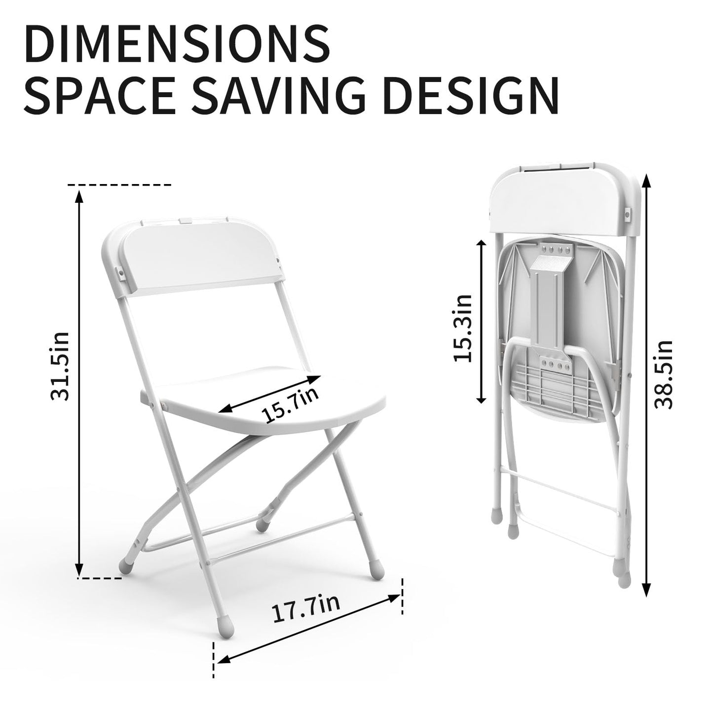 YLGJ&TIDY Plastic Folding Chair Set, Heavy Duty Stackable with Sturdy Frame,No Assembly Required Comfortable Indoor Outdoor Portable Chairs for Party Wedding Office (White PP, 20 Pack)