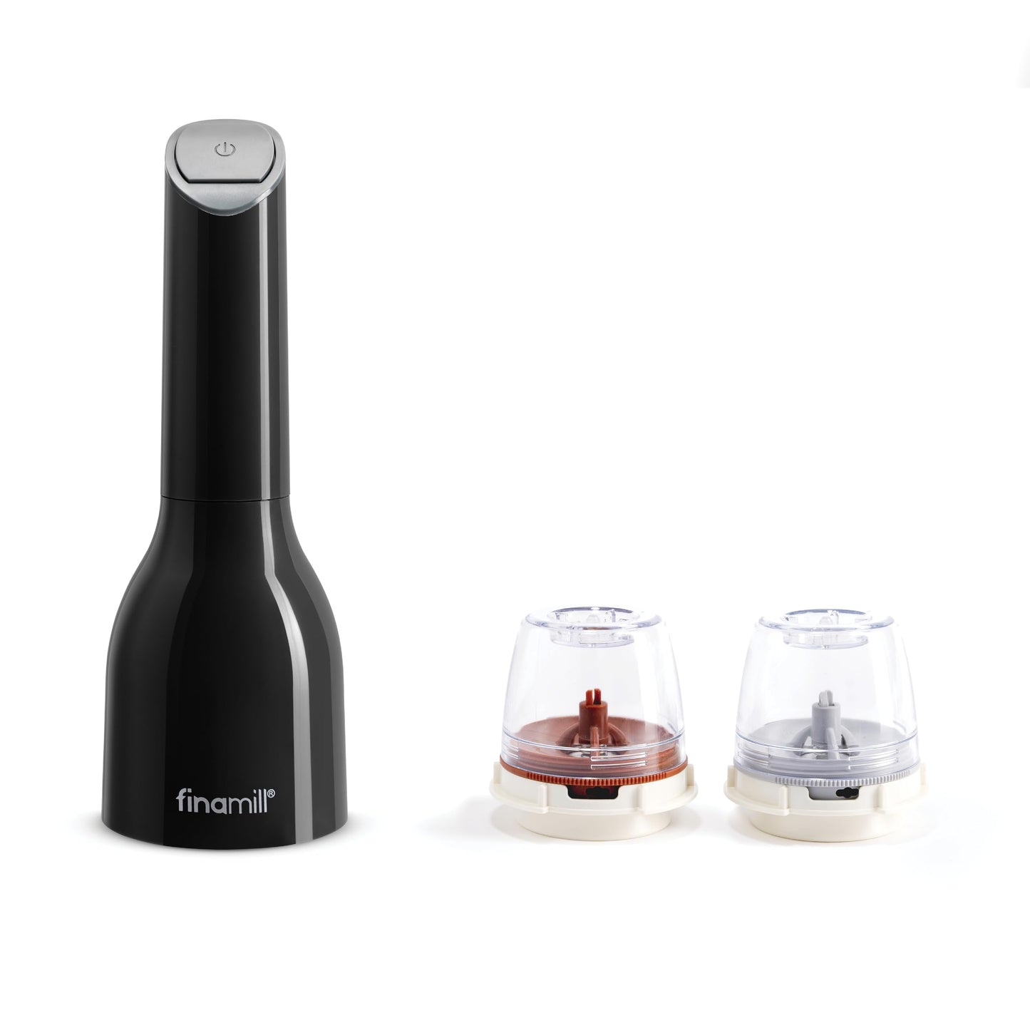 FinaMill Classic Battery Spice Mill – Battery Operated Salt and Pepper Grinder Set, Includes 2 Interchangeable Spice Pods, Adjustable Coarseness, Ceramic Grinder, LED Light, Home and Kitchen Gift Set