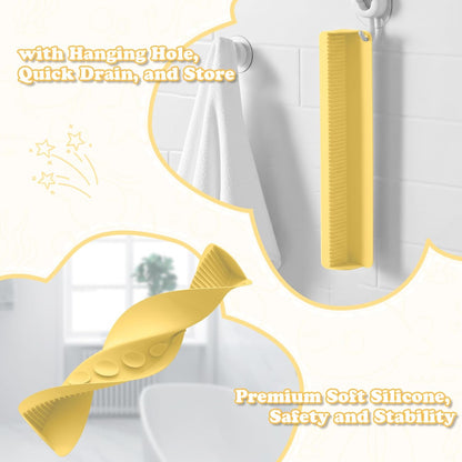24 Inch 10 Bathtub Splash Guard with Suction Cups, Silicone Tub Water Splash Guard for Bathtub, Bath Toy Tray Holder