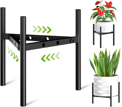 8"-12" 9.5" 2 Pack Plant Stand Indoor Adjustable Pot Holders, Metal Plant Stand Outdoor, Anti-Rust Black Metal Plant