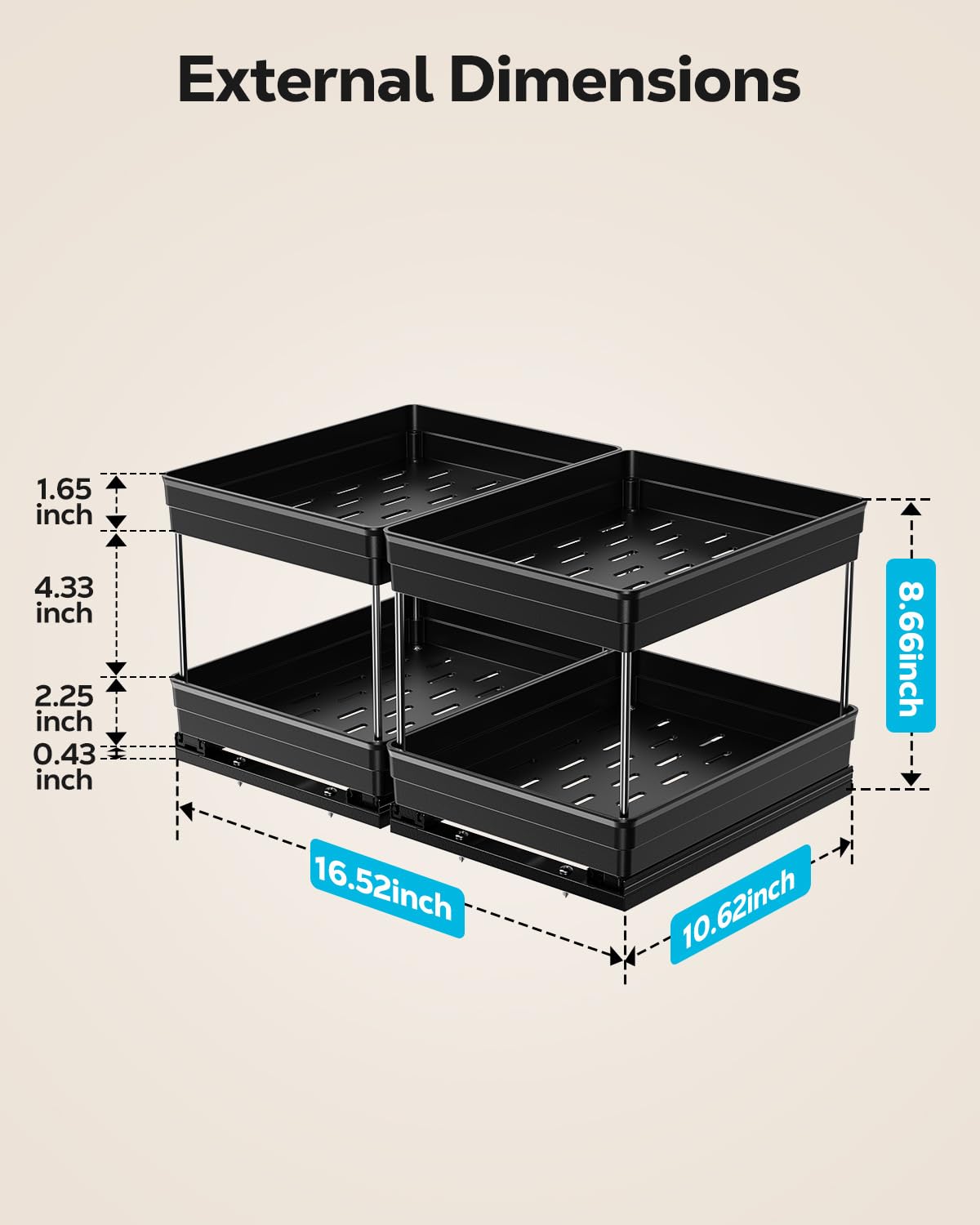Nieifi Spice Organization for Cabinet-Vertical Spice Rack Pull Out-Spice Rack Organizer for Cabinet-4-1/3 inch Wide-Seasoning Kitchen Organizer-4.3" W x 10.6" D x 8.7" H-2 Pack-2 Tier