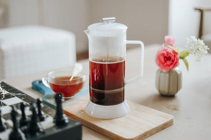 Teabloom Toulouse Borosilicate Glass Tea Press and Coffee Maker with No Plastic, 24-Ounce (700 mL) - Dusk Grey
