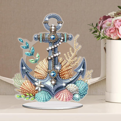 Diamond Art Kits for Adults, DIY Diamond Desktop Ornament Anchor, Crystal Diamond Art Painting Kits Tabletop Ornaments for Home Office Table Top Decor