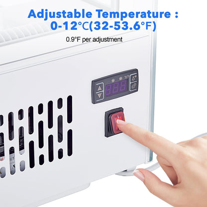 Refrigerated Display Case Countertop 4.2 Cu. Ft Commercial Display Refrigerator, Pastry Refrigerator w/LED Light Air-cooling Automatic Defrost Rear Sliding Door for Cafe Restaurant Countertop/Floor