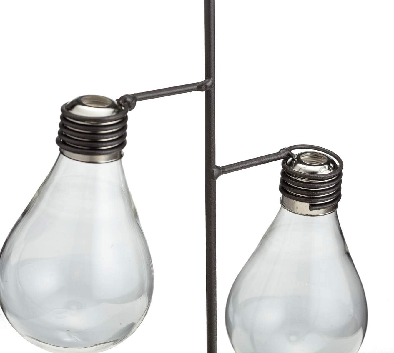 Bulb TJ Global Double Glass Light Vase Planter Holder, Plant Terrarium, Propagation Station, Metal Stand
