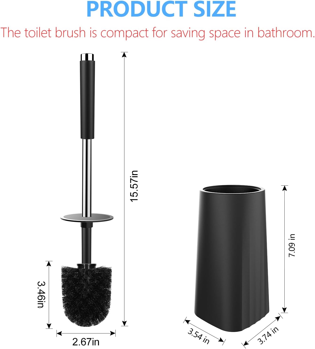 SetSail 3 Packs Toilet Brush, Compact Size Toilet Bowl Brush and Holder Toilet Brushes for Bathroom with Stainless