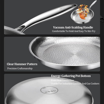 Upgraded Siraats Titanium Hammered Pan, Pot with Lid 10/11/12in Non Stick Titanium Skillet, Scratch-Resistant Multifunctional Durable Safety Frying Pan, Compatible with All Cooktops(L:11in/28cm)
