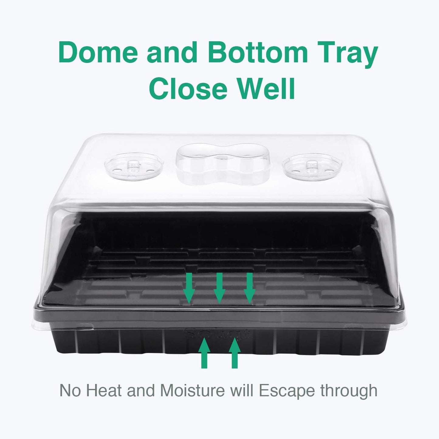 [Thick Plastic] 3-Set Strong Seed Starter Trays with 5" Humidity Domes for Seed Starting, Germination, Seedling Propagation & Plant Growing, Holds 144 Cells in Total