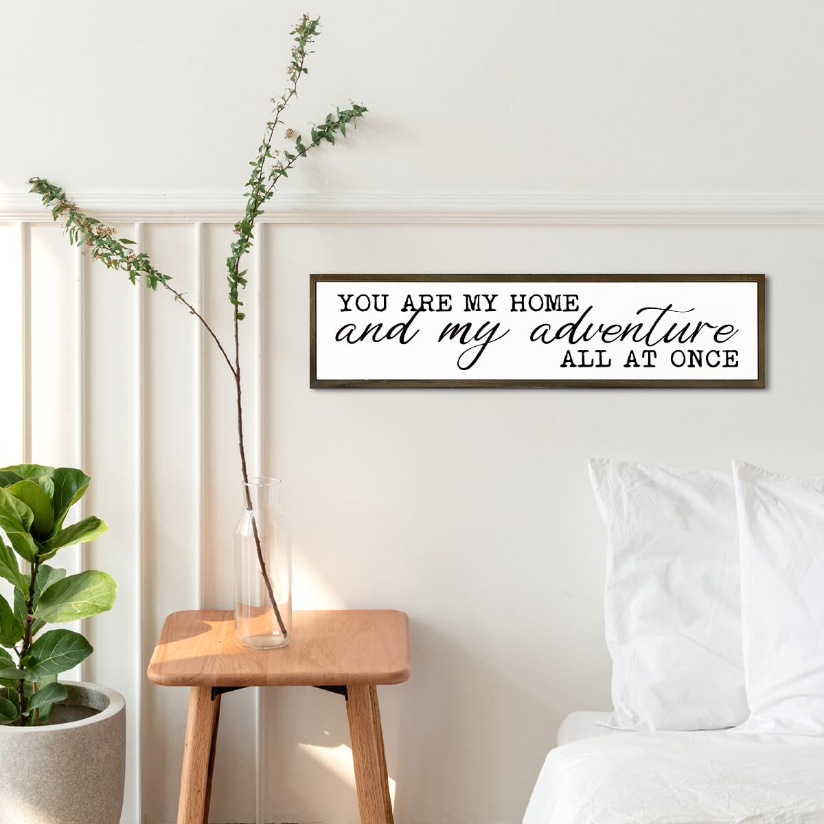 Rustic Home Sign, You are My Home and My Adventure All At Once Sign, Bedroom Decor for Wall Tabletop Shelf, Living Room Decor Above Sofa, Romantic Wall Art 17.8x4x1.18 inches