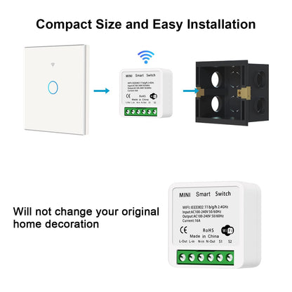 WiFi Smart Switch Light Switch, Compatible with Alexa/Google Home, APP Remote Control, Voice Control, DIY Mode, Timer Function, LAN Control, No Hub Required, 2 Way 16A(4 Pack)