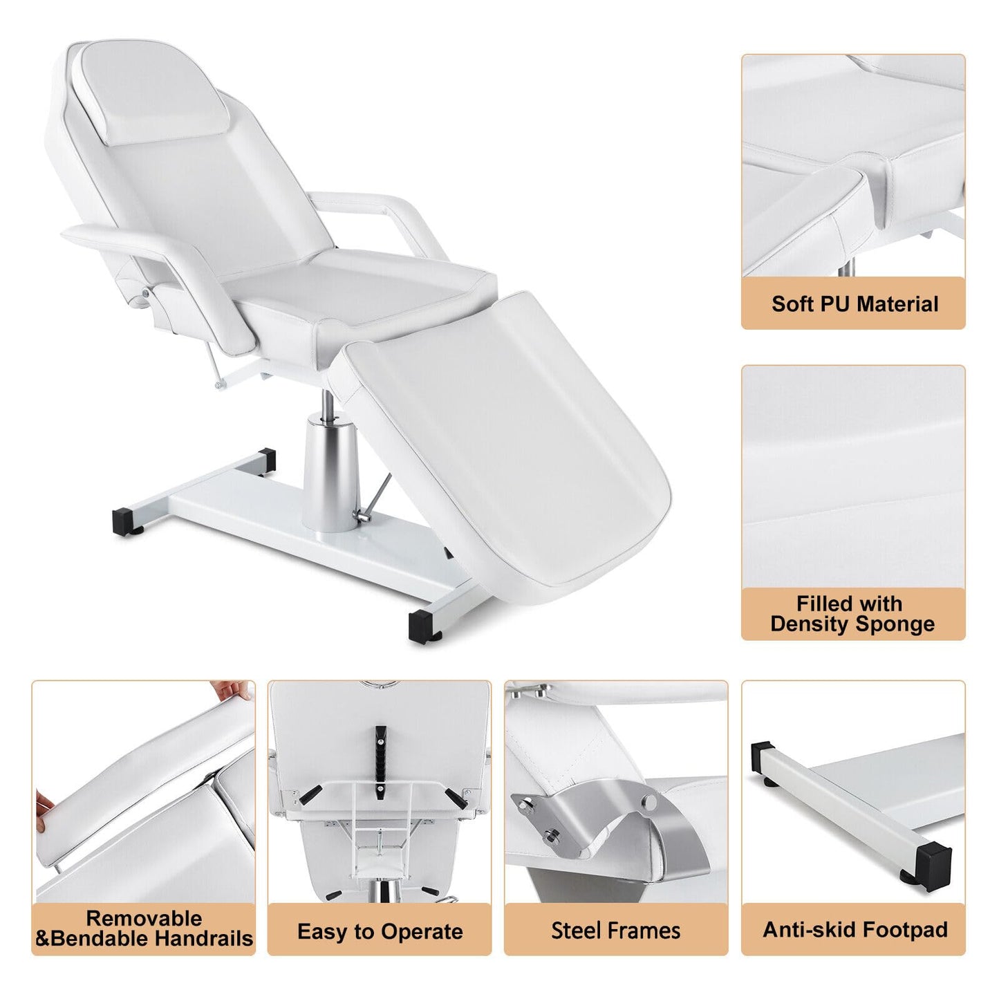 Artist hand Professional Hydraulic Tattoo Bed Swivel aesthetician Chair Adjustable Beauty Esthetician Spa Table for Eyelash Facial Bed Extensions Salon Equipment