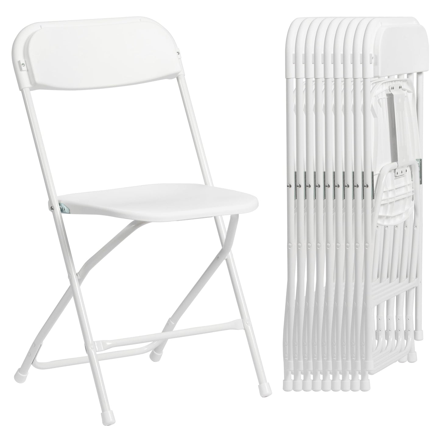 Real Relax Plastic Folding Chairs Set of 40, White Plastic Folding Chairs, Perfect for Party Event Outside Entertaining, 350 LBS Capacity