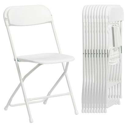 Real Relax Plastic Folding Chairs Set of 40, White Plastic Folding Chairs, Perfect for Party Event Outside Entertaining, 350 LBS Capacity