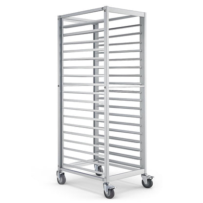 18 Tier Aluminum Home Commercial Kitchen Bakery Cooling Rack with 4 Wheels Commercial Bun Pan Bakery Rack for Restaurant Cafeteria Pizzeria